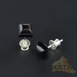 Amber stud earrings with silver